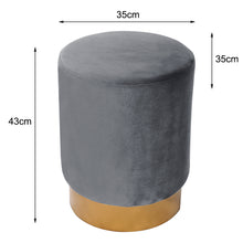 Load image into Gallery viewer, Round Velvet Dressing Footstool with Gold-Plated Bottom