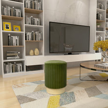 Load image into Gallery viewer, Round Gold Pouffe Dressing Footstool