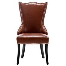 Load image into Gallery viewer, Faux Leather Studded Dining Chair, Reddish brown