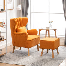 Load image into Gallery viewer, Contemporary Curved Back Armchair with Cushion and Footstool JM1613