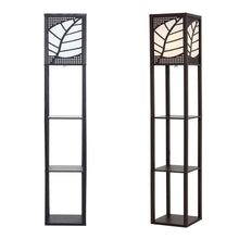 Load image into Gallery viewer, 3-in-1 Wooden & Linen Floor Lamp with Shelves Units