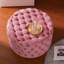 Load image into Gallery viewer, Frosted Velvet Buttoned Footstool
