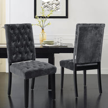 Load image into Gallery viewer, Set of 2 High Back Velvet Buttoned Dining Chairs