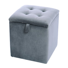 Load image into Gallery viewer, Grey Velvet Padded Dressing Table Stool with Storage