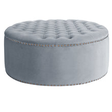 Load image into Gallery viewer, Round Frosted Velvet Ottoman Footstool