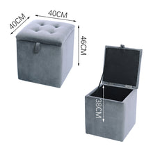 Load image into Gallery viewer, Grey Velvet Padded Dressing Table Stool with Storage