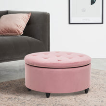 Load image into Gallery viewer, 80CM Round Velvet Storage Footstool, Pink