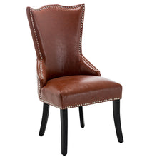 Load image into Gallery viewer, Faux Leather Studded Dining Chair, Reddish brown