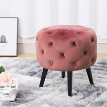 Load image into Gallery viewer, Round Velvet Buttoned Footstool