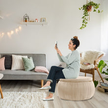 Load image into Gallery viewer, Wide Round Velvet Storage Ottoman Footstools