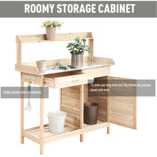 Load image into Gallery viewer, Garden Wooden Potting Plant Work Station Workbench With Cabinet