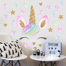 Load image into Gallery viewer, Unicorn Wall Stickers Children's Room Decoration Bedroom Renovation Girl Heart