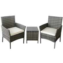Load image into Gallery viewer, Set of 3 Outdoor Patio Rattan Furniture Modern Bistro Chair and Side Table Set