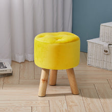 Load image into Gallery viewer, Upholstered Round Footstool Wood Legs