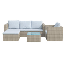 Load image into Gallery viewer, Set of 6 Outdoor Garden Furniture Set, Rattan Corner Sofa, Patio Conversation set
