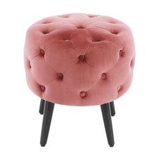 Load image into Gallery viewer, Round Velvet Buttoned Footstool
