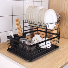 Load image into Gallery viewer, Kitchen 2 Tier Metal Dish Drainer Rack Sink Washing Plates Draining Board