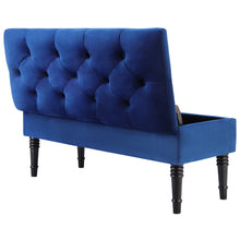 Load image into Gallery viewer, Livingandhome Buttoned Velvet Storage Ottoman Bench with Rubberwood Legs