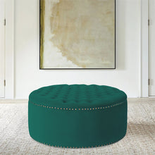 Load image into Gallery viewer, Round Frosted Velvet Ottoman Footstool