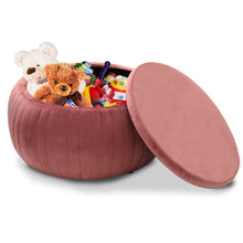 Load image into Gallery viewer, Wide Round Velvet Storage Ottoman Footstools