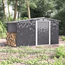 Load image into Gallery viewer, Garden Metal Storage Shed with Log Storage
