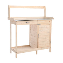 Load image into Gallery viewer, Garden Wooden Potting Plant Work Station Workbench With Cabinet