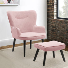 Load image into Gallery viewer, Frosted Velvet Smiley Lounge Armchair and Footstool, Pink