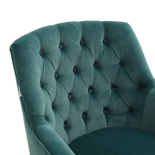 Load image into Gallery viewer, Livingandhome Vintage Velvet Upholstered Wing back Armchair with Buttoned Back