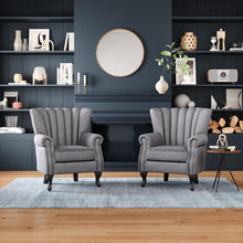 Load image into Gallery viewer, Livingandhome Velvet Channel Occasional Armchair Sofa Chair