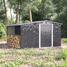 Load image into Gallery viewer, 8ft x 4ft Grey Garden Metal Storage Shed With Log Wood Store Room Space