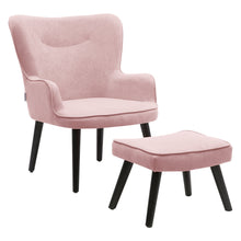 Load image into Gallery viewer, Frosted Velvet Smiley Lounge Armchair and Footstool, Pink