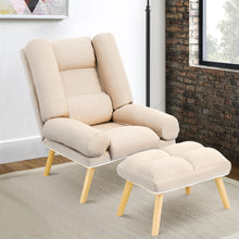 Load image into Gallery viewer, Lounge Recliner Chair And Footstool, Beige
