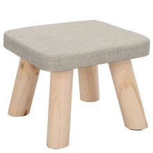 Load image into Gallery viewer, Fabric Pouffe Kids Seat Footstool With Wooden Legs