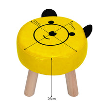 Load image into Gallery viewer, PU Leather Footstool Cartoon Pattern Round Pouffe Children Seat