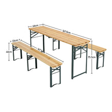 Load image into Gallery viewer, Set of 3 Garden Folding Wooden Bench Table Chairs Set