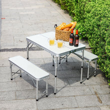 Load image into Gallery viewer, Set of 3 Outdoor Picnic Camping Folding Table And 2pcs Benches Set