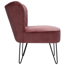 Load image into Gallery viewer, Velvet Upholstered Hairpin Legs Wing Back Armchair Smoky Pink