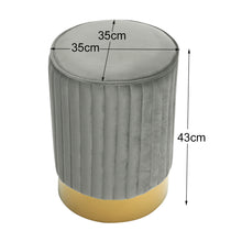 Load image into Gallery viewer, Round Gold Pouffe Dressing Footstool