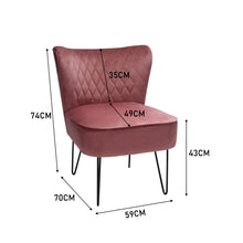 Load image into Gallery viewer, Velvet Upholstered Hairpin Legs Wing Back Armchair Smoky Pink