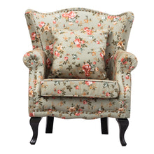 Load image into Gallery viewer, Floral Wingback Armchair With Cushion