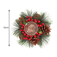 Load image into Gallery viewer, Christmas Rustic Handmade Candle Holder Pine Cone Berries Xmas Decor