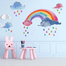 Load image into Gallery viewer, Kids Wall Stickers, Raindrops Rainbow, Watercolor for Nursery, Playroom