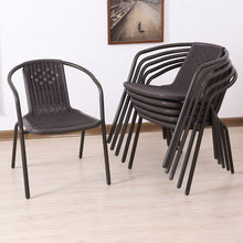 Load image into Gallery viewer, Set of 4 Brown Garden Patio Metal Wicker Chairs