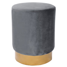 Load image into Gallery viewer, Round Velvet Dressing Footstool with Gold-Plated Bottom