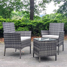 Load image into Gallery viewer, Set of 3 Outdoor Patio Rattan Furniture Modern Bistro Chair and Side Table Set