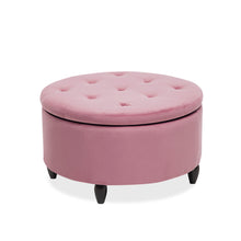 Load image into Gallery viewer, 80CM Round Velvet Storage Footstool, Pink