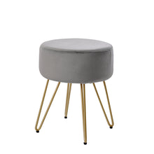 Load image into Gallery viewer, Soft Velvet Round Dressing Table Stool with Wire Legs