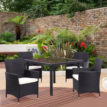 Load image into Gallery viewer, 105CM Patio Garden Square Rattan Frame Glass Top Table