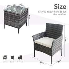 Load image into Gallery viewer, Set of 3 Outdoor Patio Rattan Furniture Modern Bistro Chair and Side Table Set