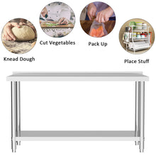 Load image into Gallery viewer, 2 Tier Stainless Steel Commercial Catering Table Work Bench Kitchen Worktop Backsplash